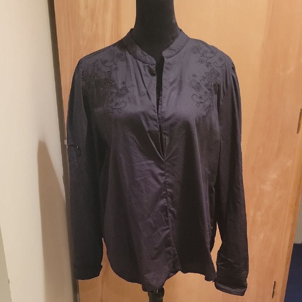 rag & bone Black Embroidered Shirt Sz L
